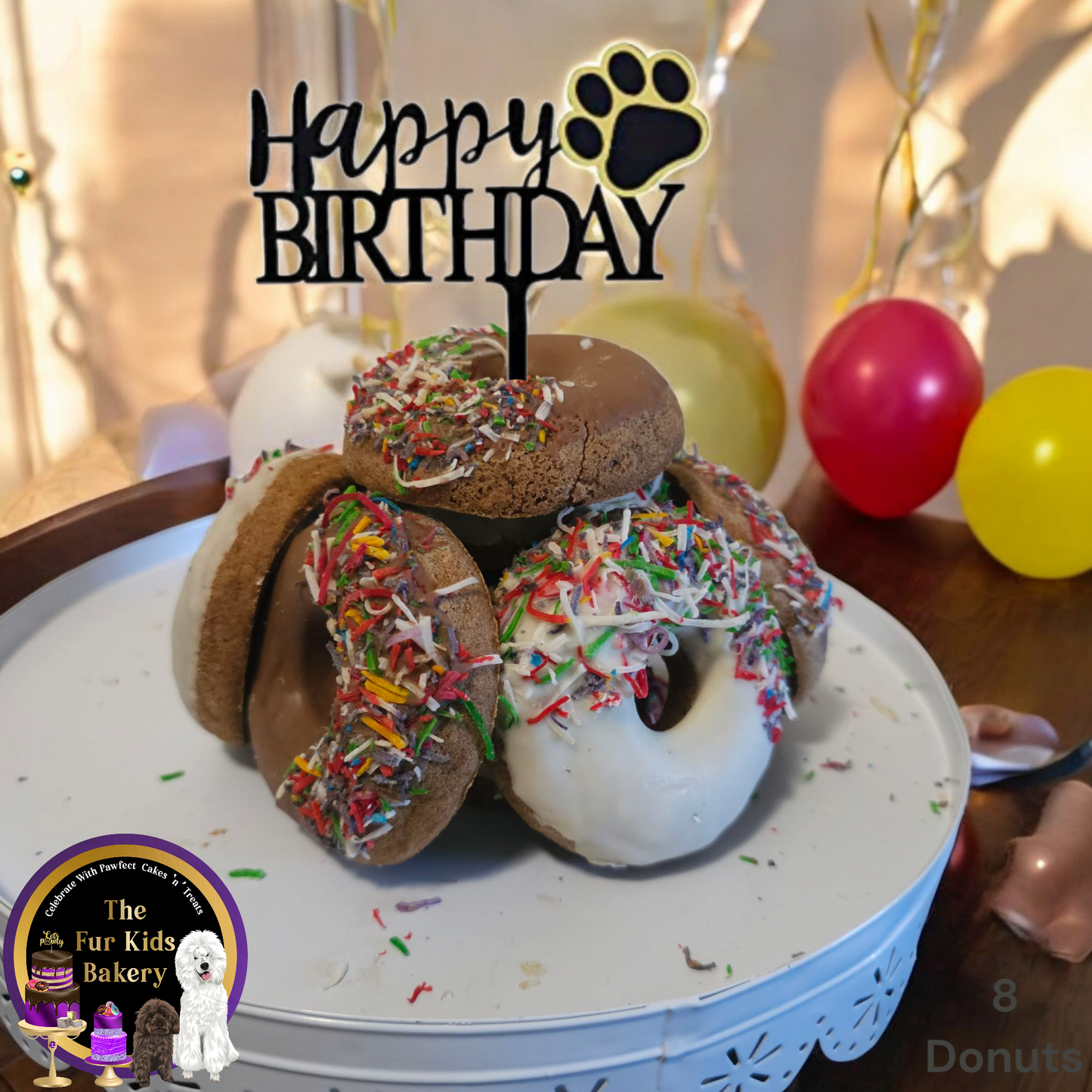 Doggy Donuts, Dog Donuts that are healthy not just for fun. Gluten & Grain Free. No added sugar, coconut sprinkles NOT 100 & 100s