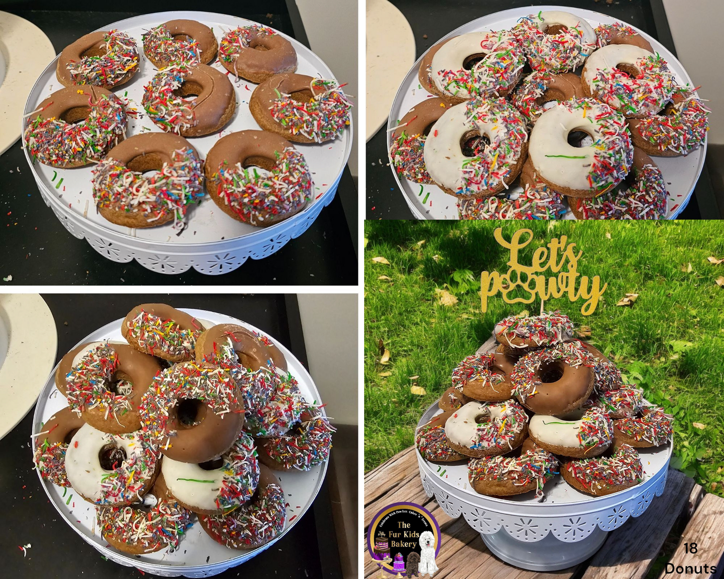 Doggy Donuts, Dog Donuts that are healthy not just for fun. Gluten & Grain Free. No added sugar, coconut sprinkles NOT 100 & 100s