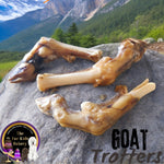 Australian Goat Trotter dog treat, slowly air dried in a HACCP, Safe Food & FDA accredited facility, chemical free, high protein, long-lasting chew, supports dental and joint health.