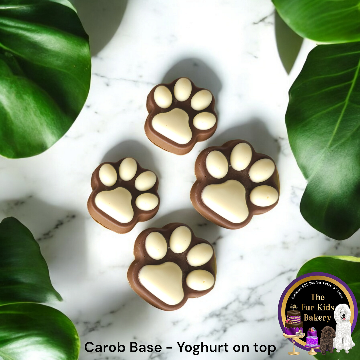 NAS Yoghurt & NAS Carob paw prints dog treats
